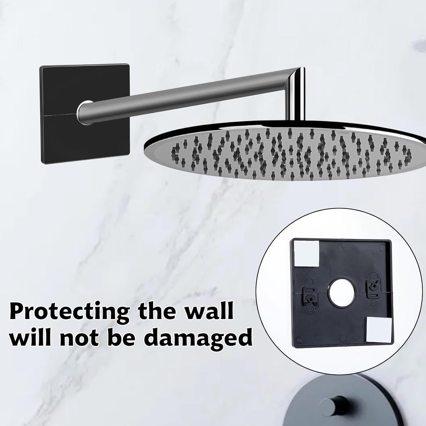 2 Pcs Plumbing Cover Plates, Square Shower Arm Flange Escutcheon Plate Wall Split Pipe Flange Cover Plate for Fixed Shower Head Faucet Standard 1/2 Inch Pipes (Black) - Image 4
