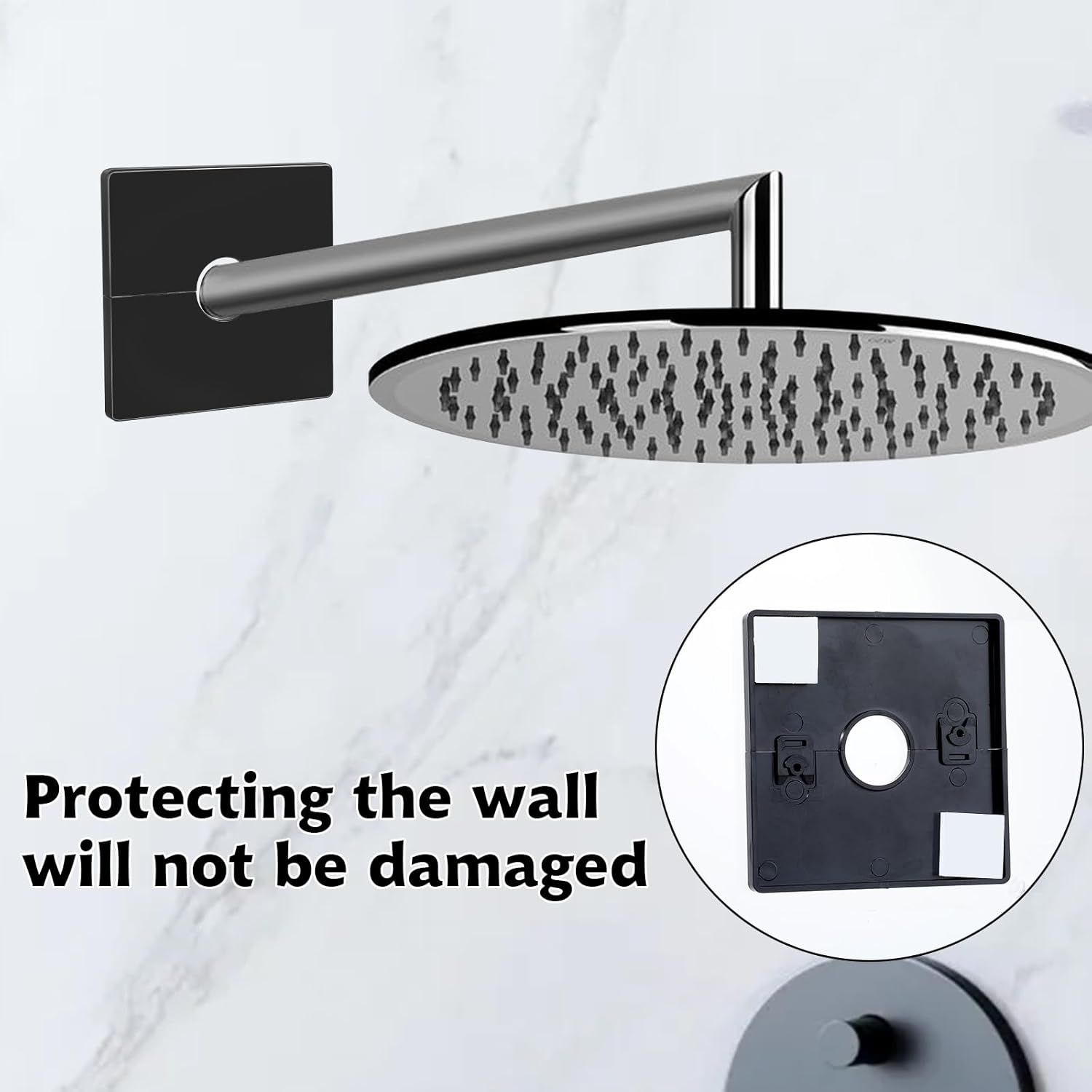 2 Pcs Plumbing Cover Plates, Square Shower Arm Flange Escutcheon Plate Wall Split Pipe Flange Cover Plate for Fixed Shower Head Faucet Standard 1/2 Inch Pipes (Black) - Image 4