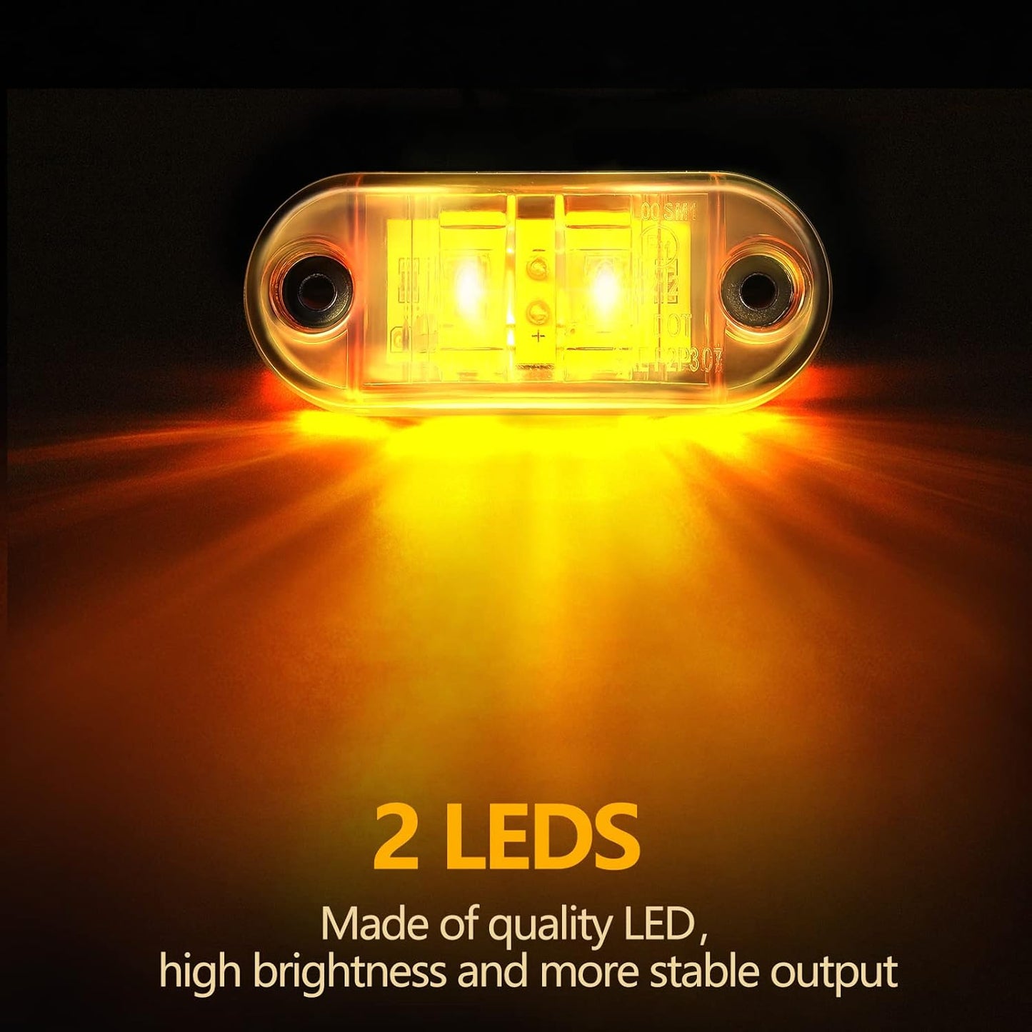 10 Pcs 2.5 Inch LED Trailer Lights 2 Diode Waterproof LED Trailer Side Marker Lights Oval Signal Running Lights For Truck Boat RV(Amber, Red) - Image 4