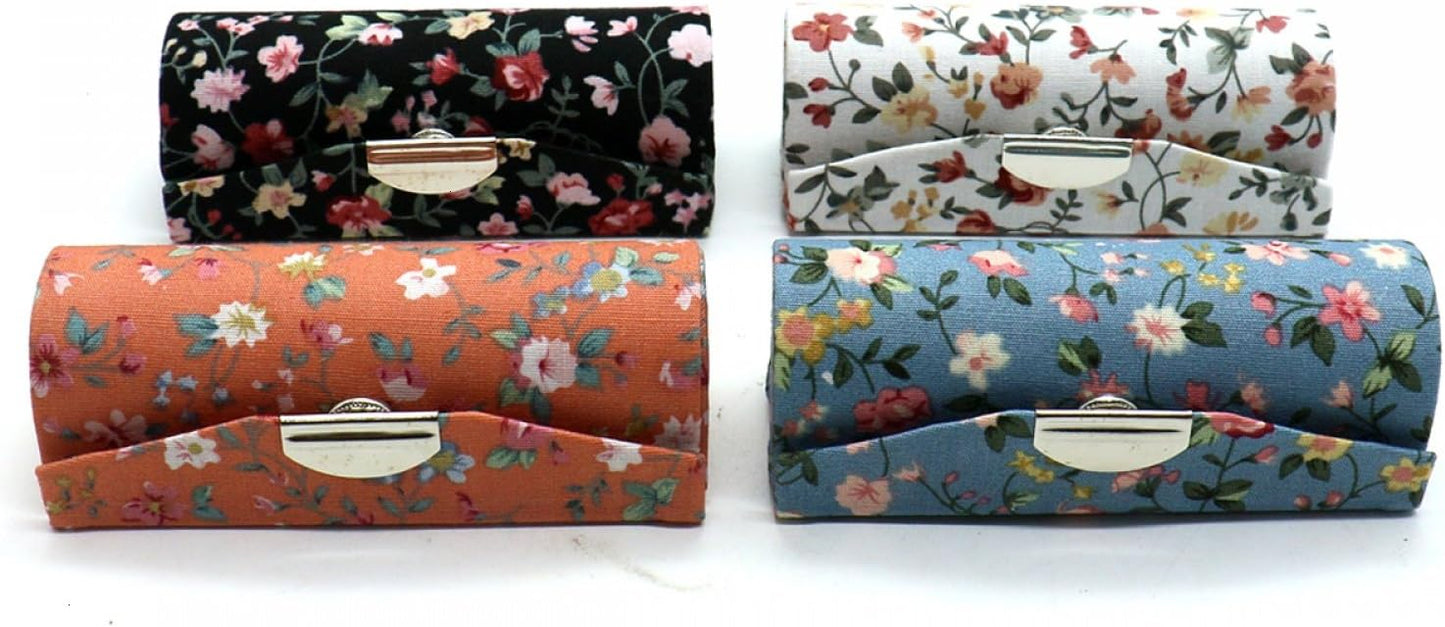 4 Pcs Ladies Floral Lipstick Case Holder with Mirror, Cosmetic Storage Kit Makeup Travel Cases Organizer Bag for Purse - Image 2