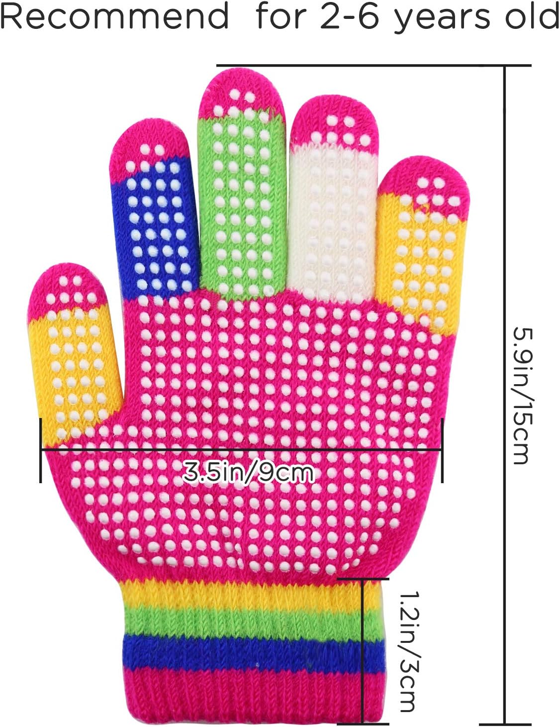 6 Pairs Kids Anti-Skid Magic Gloves, Multicolor Winter Warm Full Finger Mittens Stretchy Knitted Gloves for Kids Boys and Girls - Image 2