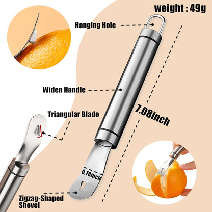 Stainless Steel Orange Peeler，with Handle Orange Citrus Peeler Tool Easy Orange Peeler Triangle Shovel and Serrated Shovel Orange Peeler Kitchen Gadgets,with 1Pcs Hooks - Image 2