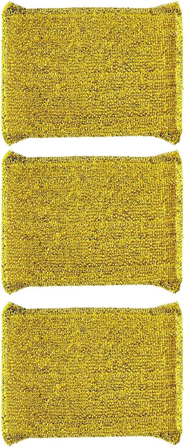 6 Pieces Non-Scratch Scrub Sponges Pads, Cleaning Scrub Sponge, Dish Wash Sponge, Kitchen Sponge, Multi-Use Heavy Duty Scrub Sponge - Gold - Image 2