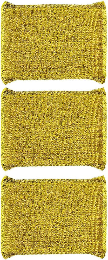6 Pieces Non-Scratch Scrub Sponges Pads, Cleaning Scrub Sponge, Dish Wash Sponge, Kitchen Sponge, Multi-Use Heavy Duty Scrub Sponge - Gold - Image 2