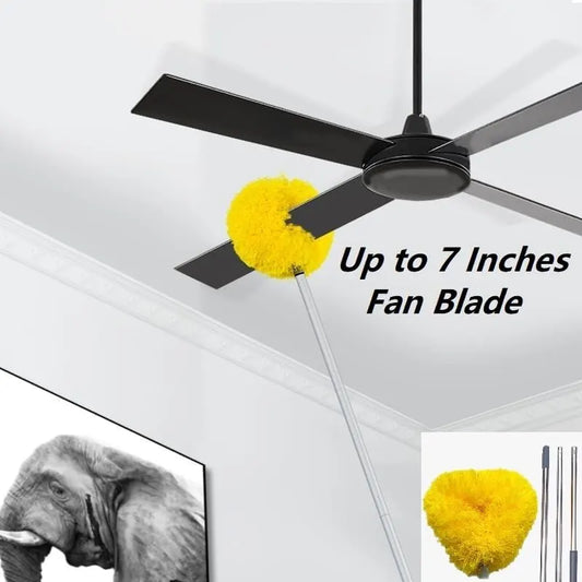 Ceiling Fan Cleaner Duster with Extension Pole Long Duster Handle Reusable Microfiber Ceiling Fan Blade Cleaner Duster with Extension Pole for Cleaning Fan Door Window Furniture Walls - Image 2