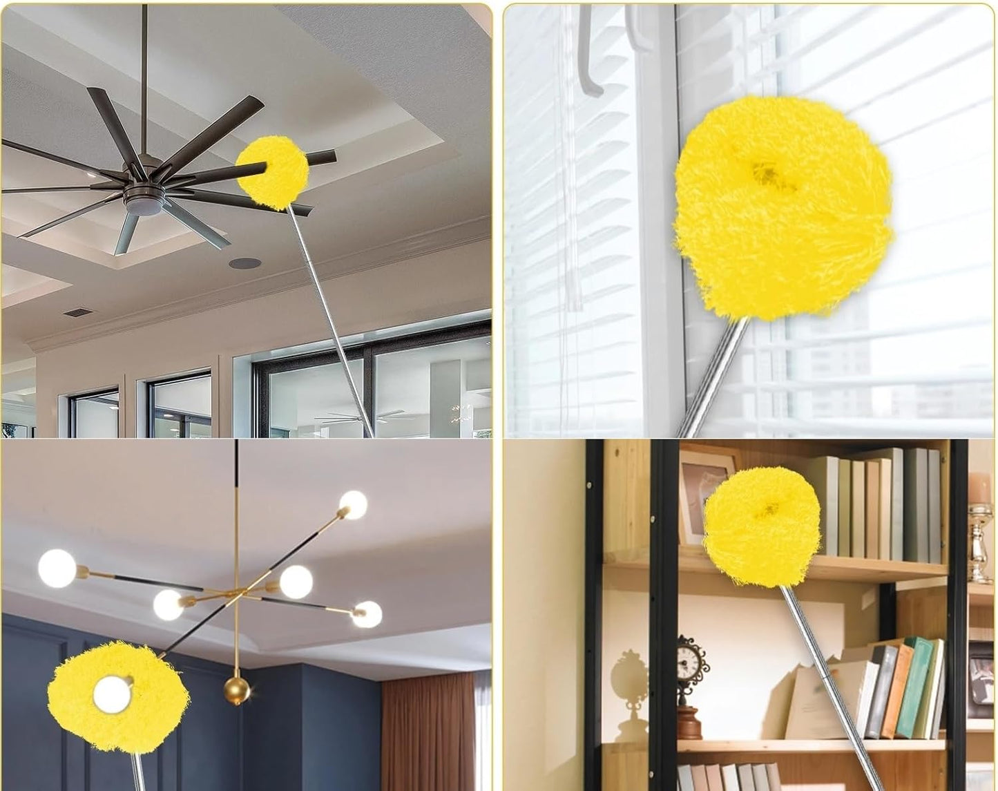 Ceiling Fan Cleaner Duster with Extension Pole Long Duster Handle Reusable Microfiber Ceiling Fan Blade Cleaner Duster with Extension Pole for Cleaning Fan Door Window Furniture Walls - Image 4
