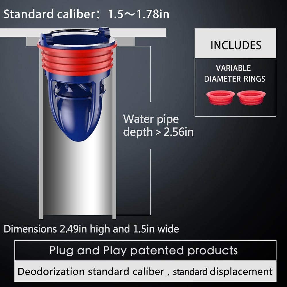 Shower Floor Drain Backflow Preventer One Way Drain Valve Sewer Core Patented Magnetic Drainage Insert Drain Plug(1.5-1.77in Hole) (Suitable for Tube Depth 2.56-4.13in) (Depth 2.56in) - Image 2