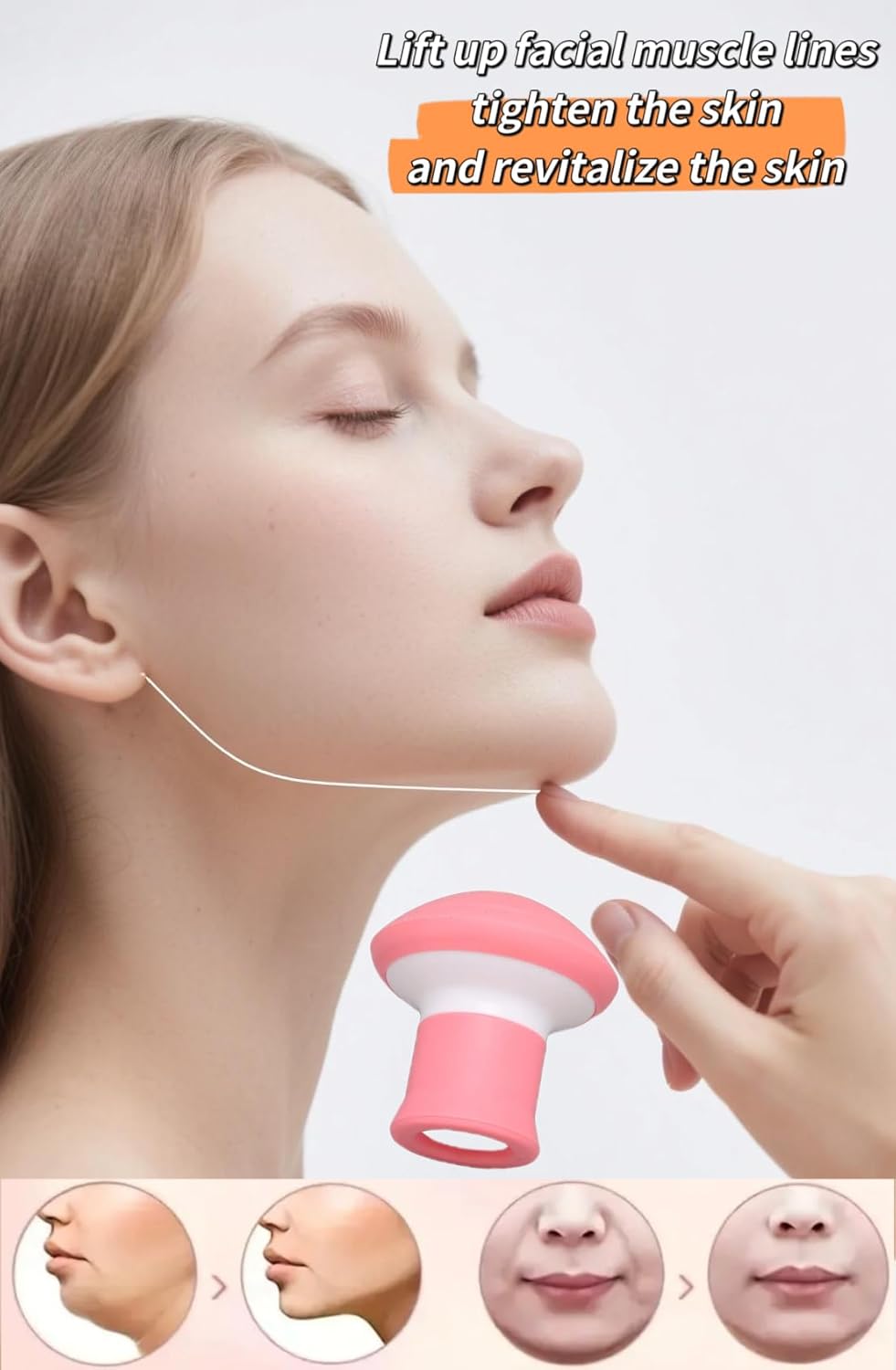 Jaw Exerciser,Double Chin Reducer,Facial Yoga for Skin Tighten Firm,Face Exerciser& Jawline Shaper, Jaw Trainer,Facial and Neck Exercise for Women and Men,Double Chin Breathing Exercise Device (Pink) - Image 3