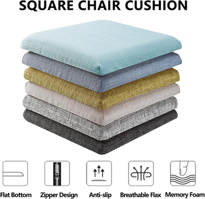 Chair Cushions Memory Foam Kitchen Chair Pads, 11 Inch Anti-Slip Square Seat Cushion for Dining Chair with Removable Non Skid Cover,Brown,2 Pack - Image 2