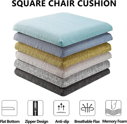 Chair Cushions Memory Foam Kitchen Chair Pads, 11 Inch Anti-Slip Square Seat Cushion for Dining Chair with Removable Non Skid Cover,Brown,2 Pack - Image 2