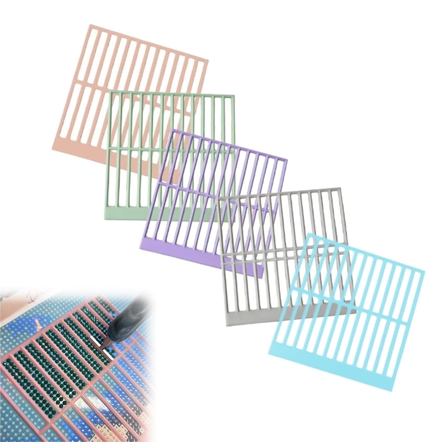 Ruler for Diamond Art, Ruler Diamond Dot Drill Alignment Tool，DIY Diamonds Painting Tools for Full Drill or Partial Kits (5*pcs)