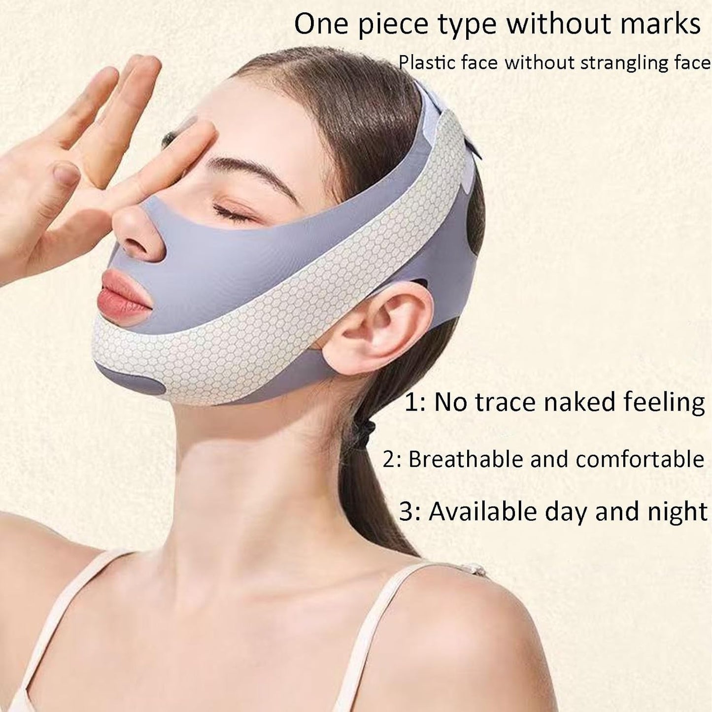 V Line Lifting Mask Chin Strap For Sleeping Reusable，Face Lift Tape Face Slimmer For Women，Jaw Trainer（Pink. Black. Blue）Variety Of Options.(Pink,2PCS) - Image 2