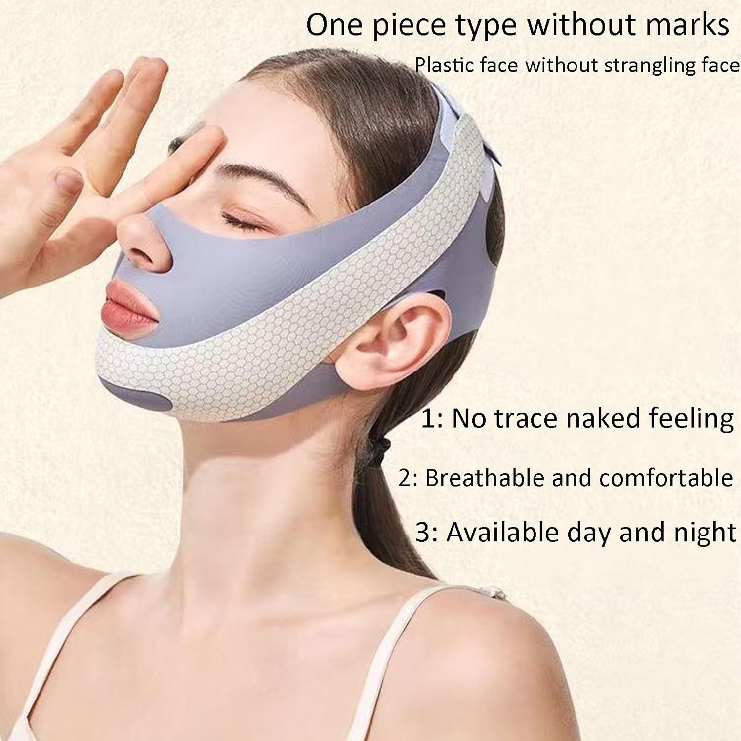V Line Lifting Mask Chin Strap For Sleeping Reusable，Face Lift Tape Face Slimmer For Women，Jaw Trainer（Pink. Black. Blue）Variety Of Options.(Pink,2PCS) - Image 2