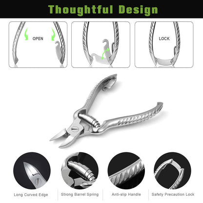 Toenail Clippers for Thick or Ingrown Toenails, Stainless Steel Long Handle Toenail Cutters Medical Surgical Grade Secure and Stylish Design - W/Leather Case Heavy Duty Podiatrist's Clippers (Sliver) - Image 3