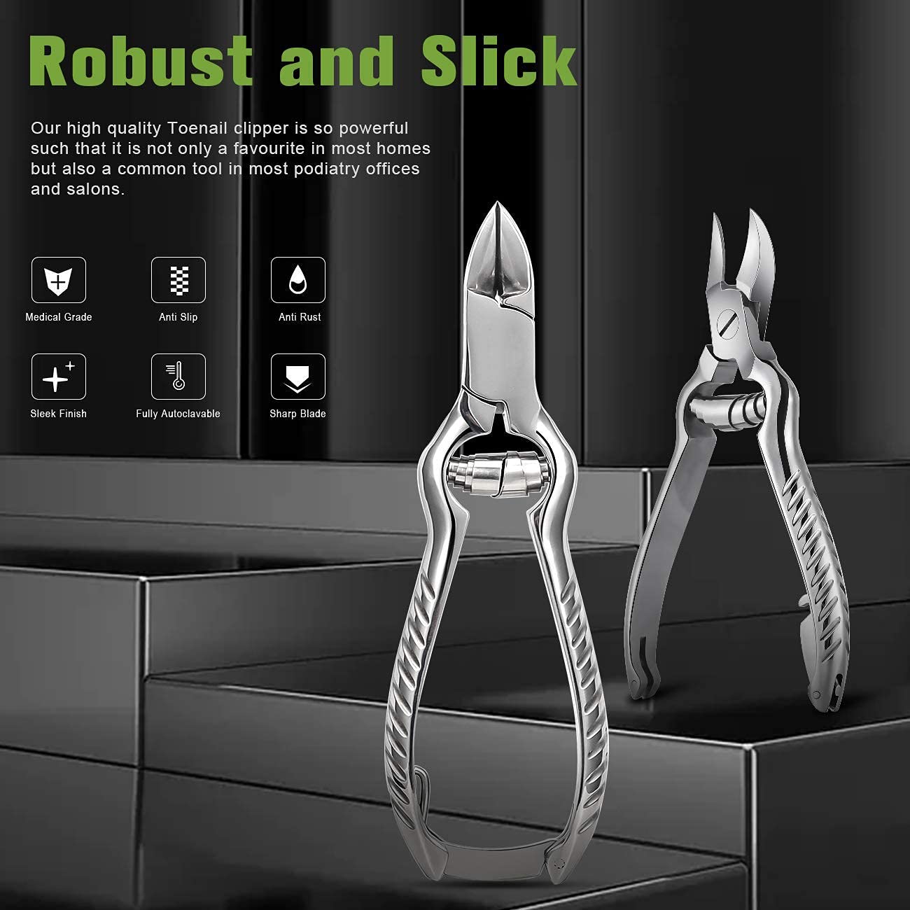 Toenail Clippers for Thick or Ingrown Toenails, Stainless Steel Long Handle Toenail Cutters Medical Surgical Grade Secure and Stylish Design - W/Leather Case Heavy Duty Podiatrist's Clippers (Sliver) - Image 4