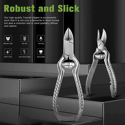 Toenail Clippers for Thick or Ingrown Toenails, Stainless Steel Long Handle Toenail Cutters Medical Surgical Grade Secure and Stylish Design - W/Leather Case Heavy Duty Podiatrist's Clippers (Sliver) - Image 4