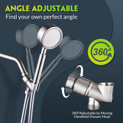 All Metal Handheld Shower Head Holder - Adjustable Brass Mount with 360 Degree Swivel Pivot Ball for Universal Shower Arm and Shower Hose Chrome Plated (Nickel) - Image 2