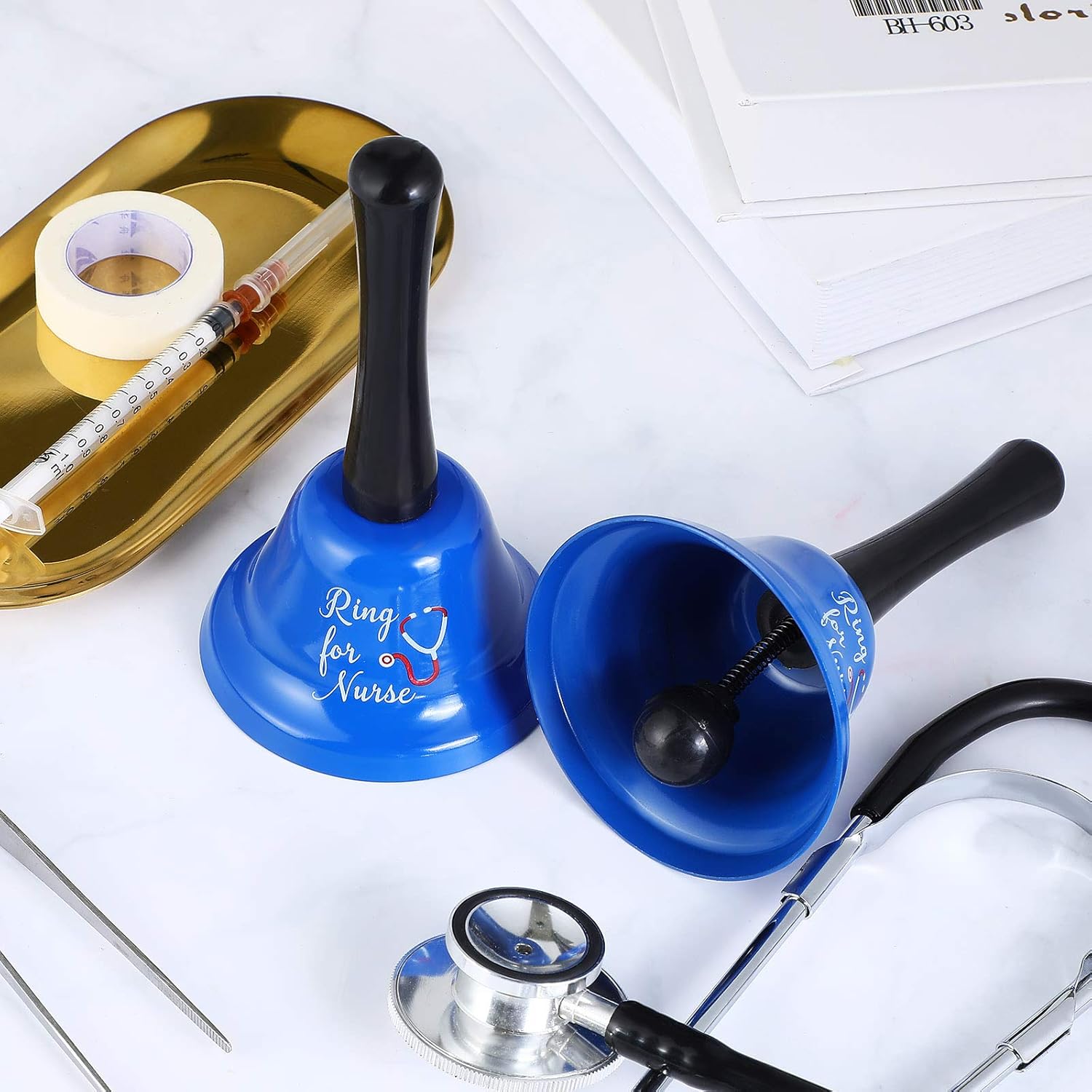 2 Pieces Ring for Nurse Bell Nurse Hand Call Bell Patient Alerting Bell Hand Ringing Alarm for Calling Attention Care Assistance Emergency - Image 3
