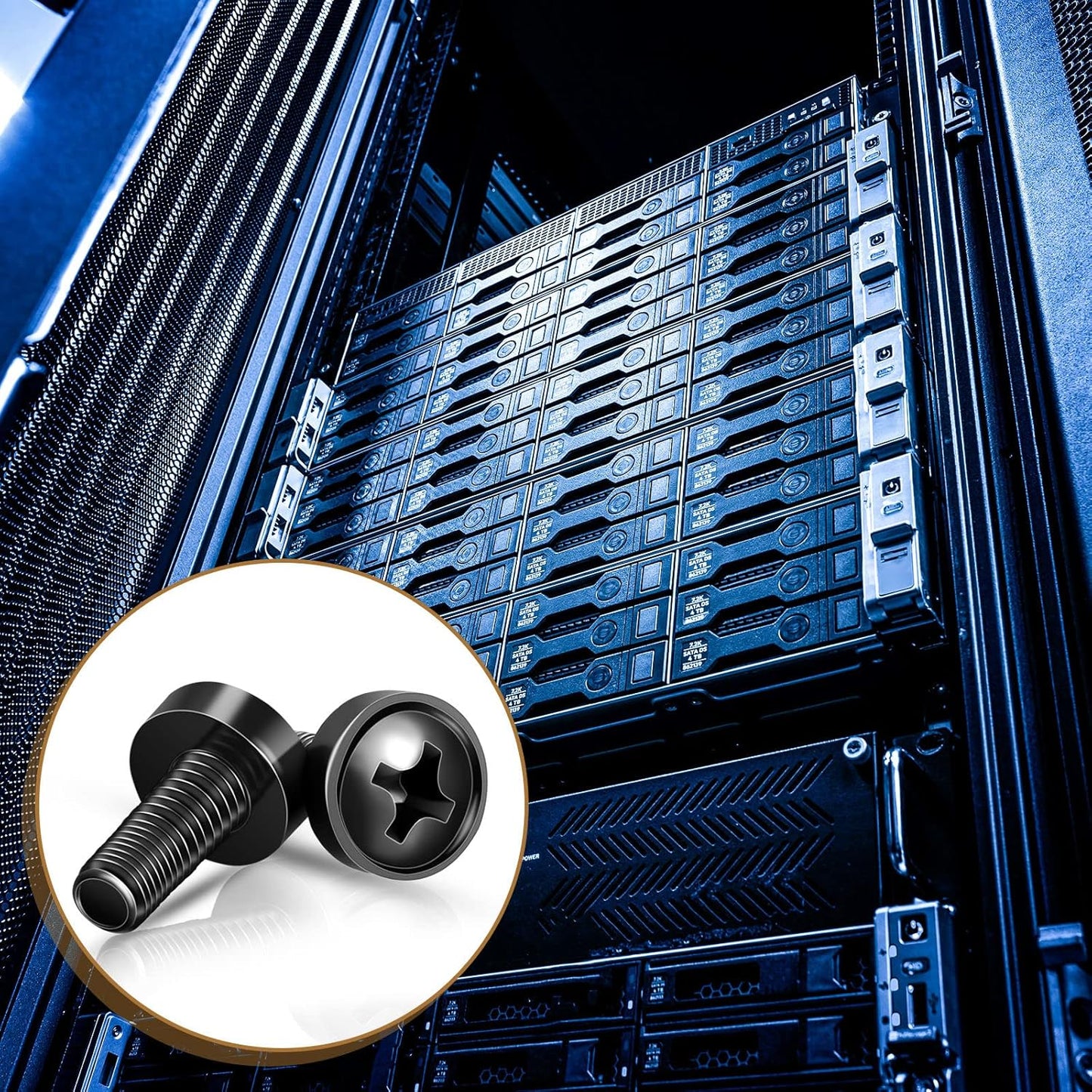 50 Pack M6 x 16 mm Rack Mount Cage Nuts, Screws and Washers Stainless Steel Black Server Rack Screws Square Insert Nuts for Audio Server Console Mounting Routers, Shelves, Enclosures, Cabinets - Image 4