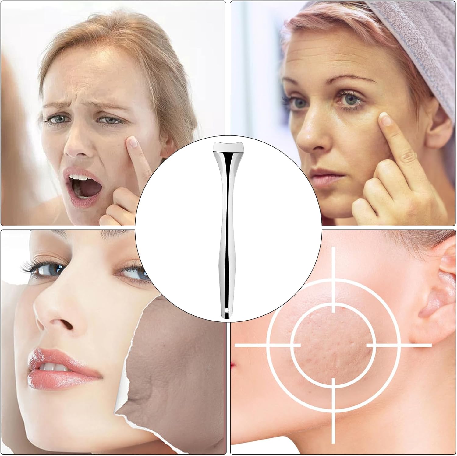 Blackhead Remover Tools, Pore Spatula, Nose Pore Scraper Manual Blackhead Squeezing Tool, Face Spatula for Men and Women - Image 3