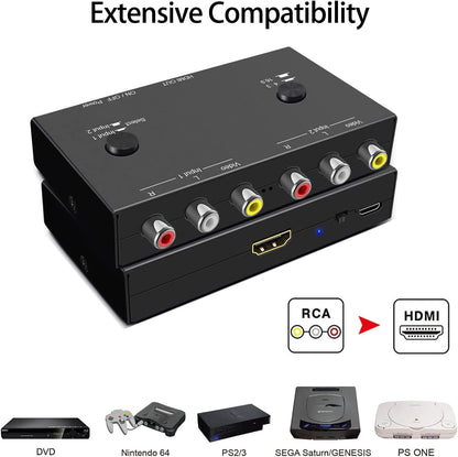 2Port AV to HDMI Converter, Will Convert Input Analog Aignals to a Digital Output Signal, Built-in 16:9/4:3 Adjustment, Perfect for Old Video Game Systems,PS,WII,Xbox,DVD,VHS - Image 3