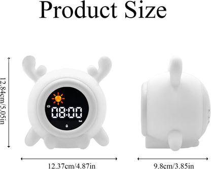 Alarm Clock, 8 Colors Adjustable Alarm Clock for Bedroom with 6 White Noises and 6 Ringtones, Cute Rechargeable Cartoon Sunrise Alarm Clock with LED Display for All Ages (A) - Image 2