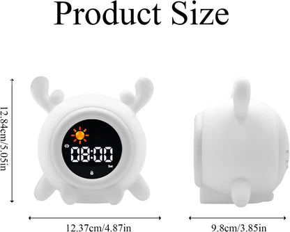 Alarm Clock, 8 Colors Adjustable Alarm Clock for Bedroom with 6 White Noises and 6 Ringtones, Cute Rechargeable Cartoon Sunrise Alarm Clock with LED Display for All Ages (A) - Image 2