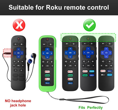 (Pack of 2) Remote Cover Case for Roku TV Remote Control/Silicone Protective Sleeve Skin - Glow in The Dark (Green/Blue) - Image 2
