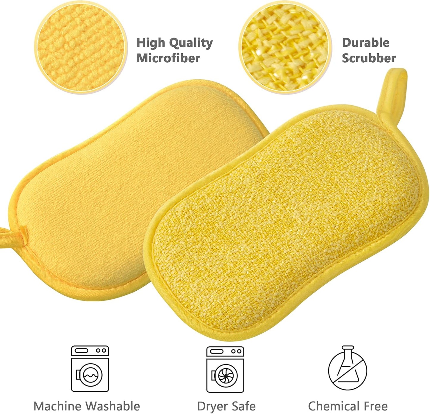 Multipurpose Kitchen Scrub Sponges, Heavy Duty Cleaning Non-Scratch Scrub Sponge, Reusable Microfiber Sponge for Household Cleaning, Random Colors (Multicolour) - Image 2