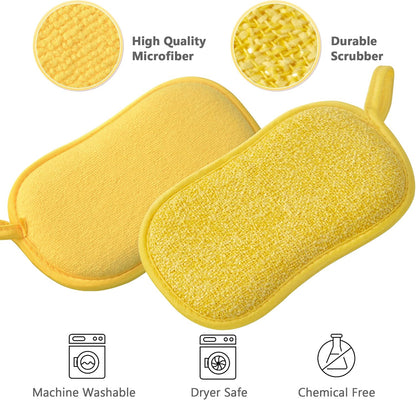 Multipurpose Kitchen Scrub Sponges, Heavy Duty Cleaning Non-Scratch Scrub Sponge, Reusable Microfiber Sponge for Household Cleaning, Random Colors (Multicolour) - Image 2