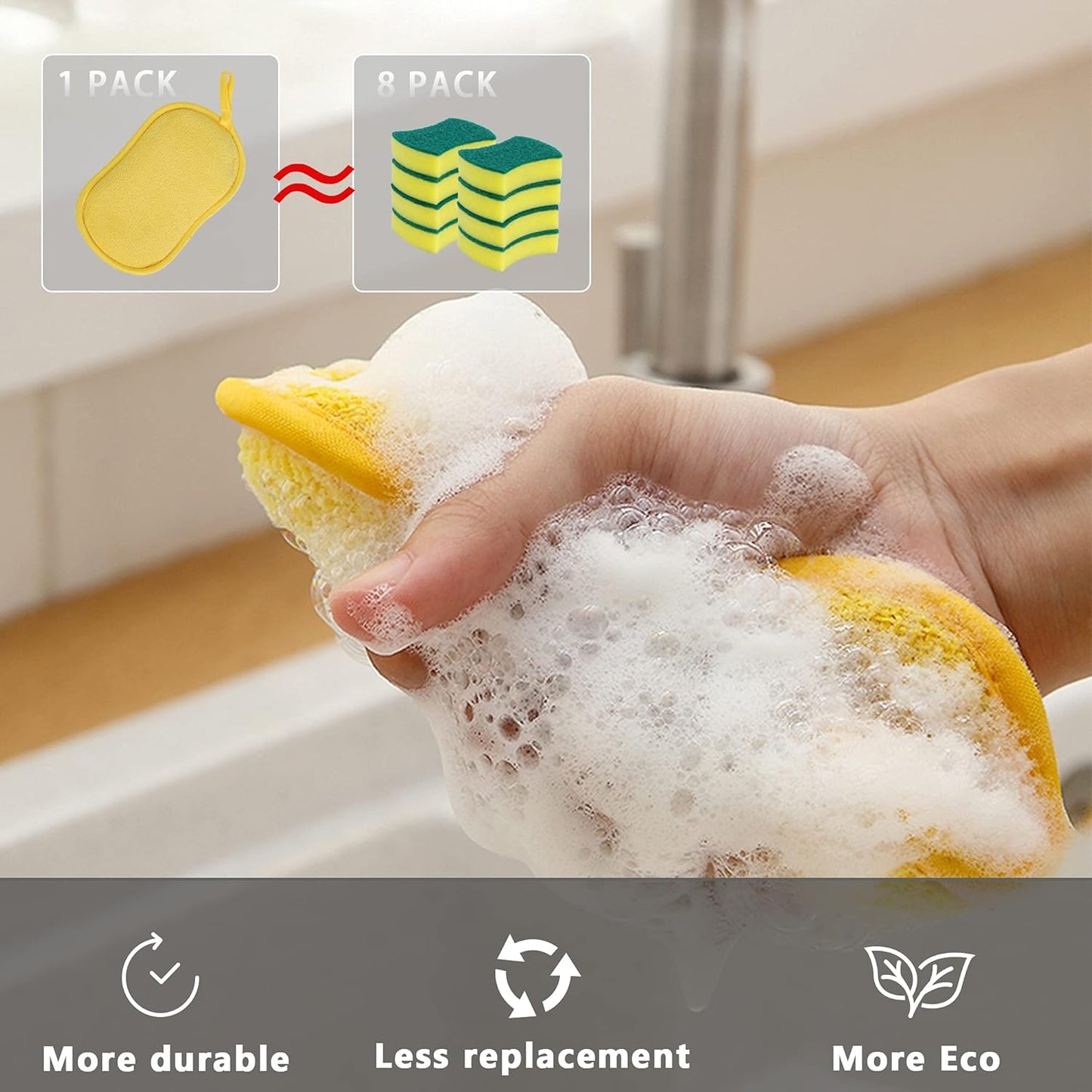 Multipurpose Kitchen Scrub Sponges, Heavy Duty Cleaning Non-Scratch Scrub Sponge, Reusable Microfiber Sponge for Household Cleaning, Random Colors (Multicolour) - Image 4