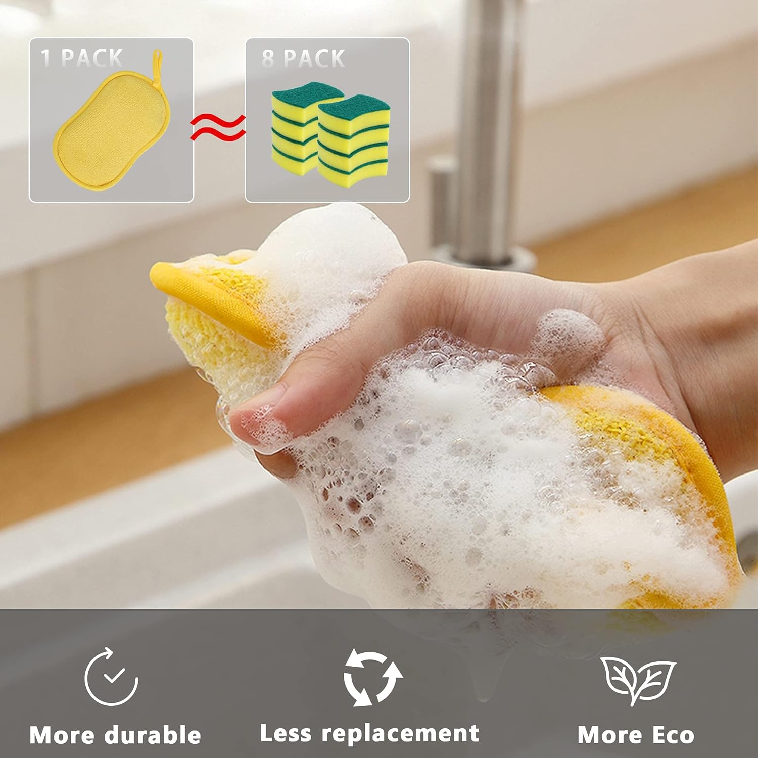 Multipurpose Kitchen Scrub Sponges, Heavy Duty Cleaning Non-Scratch Scrub Sponge, Reusable Microfiber Sponge for Household Cleaning, Random Colors (Multicolour) - Image 4
