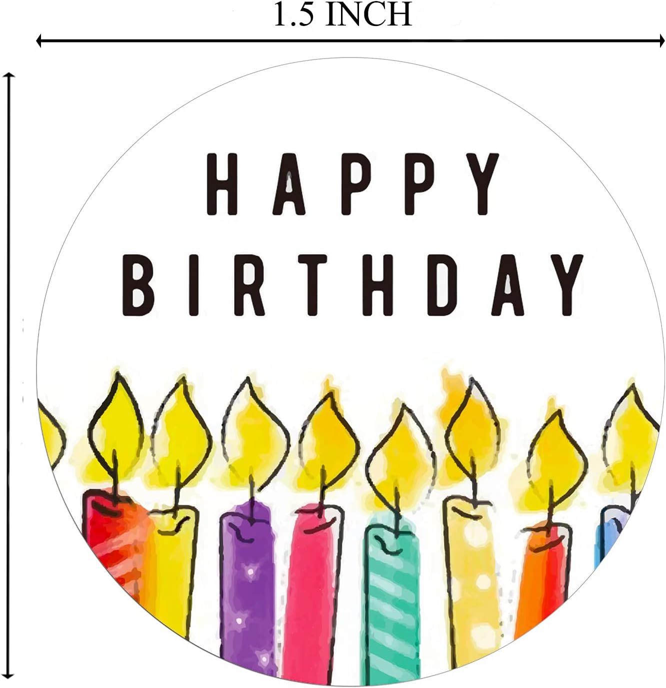 Happy Birthday Stickers, Round Happy Birthday Stickers,Waterproof Self Adhesive Stickers Happy Birthday with 500 pcs Round Label Rolls (1.5" Round - 500 Labels Per Roll) for Kids Party Decoration - Image 4