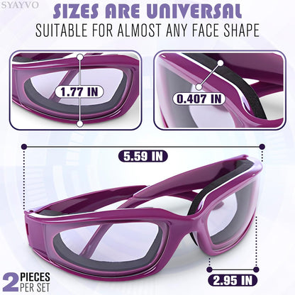 Onion Cutting Goggles Safety Glasses for Women - 2Pcs Onion Goggles for Women Dust Goggles Adult Airsoft Eye Protection Glasses - Kitchen Accessories purple onions Eye Goggles for Dust Protection - Image 2