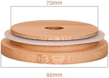 4 Pack 86mm Wide Mouth Bamboo Mason Jar Lids with Straw Hole Reusable Bamboo Caps Leak-Proof Glass Canning Drinking Storage Jars Lid - Image 2