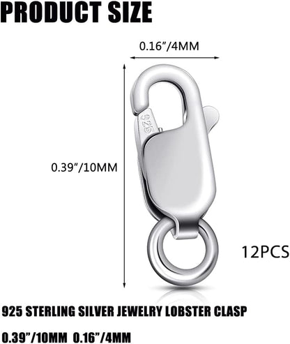 925 Sterling Silver Lobster Claw Clasp 12pcs with Closed Jump Rings, Small Connector with Jump Ring for Necklaces Jewelry Bracelet Making Supplies Lobster Claw Clasp (0.39 x 0.16 inch) - Image 4