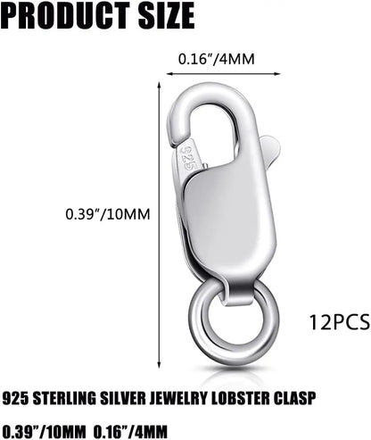 925 Sterling Silver Lobster Claw Clasp 12pcs with Closed Jump Rings, Small Connector with Jump Ring for Necklaces Jewelry Bracelet Making Supplies Lobster Claw Clasp (0.39 x 0.16 inch) - Image 4