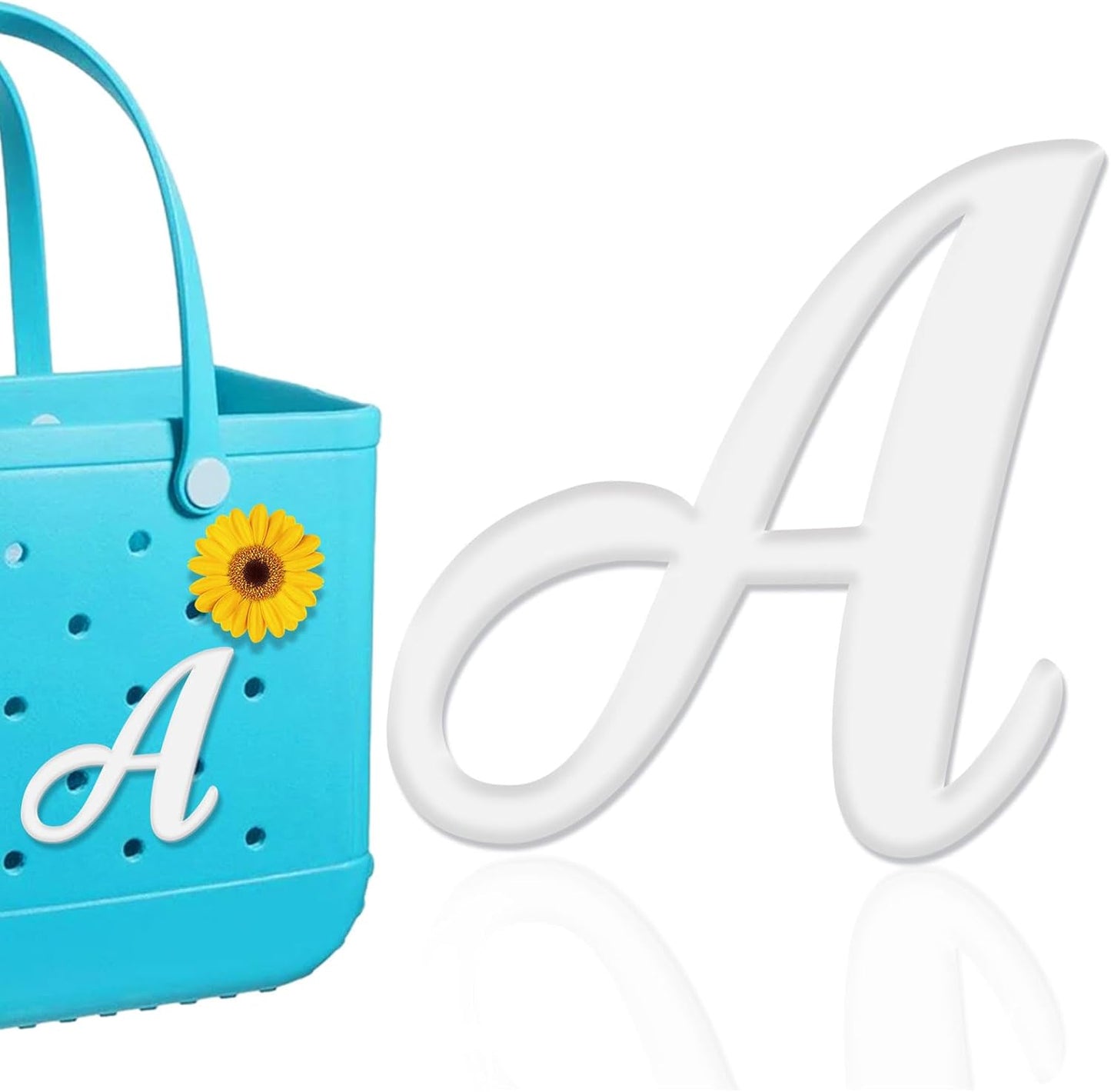 Letter Charms for Bogg Bag，Alphabet Lettering Accessories Charms Compatible with Bogg Bag Original All Models, Insert Decorative Letter for Handbag Beach Tote Bag A
