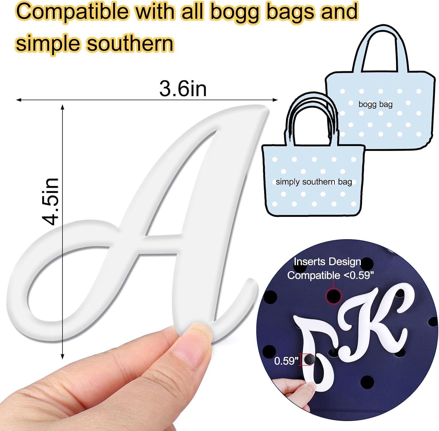 Letter Charms for Bogg Bag，Alphabet Lettering Accessories Charms Compatible with Bogg Bag Original All Models, Insert Decorative Letter for Handbag Beach Tote Bag A - Image 2