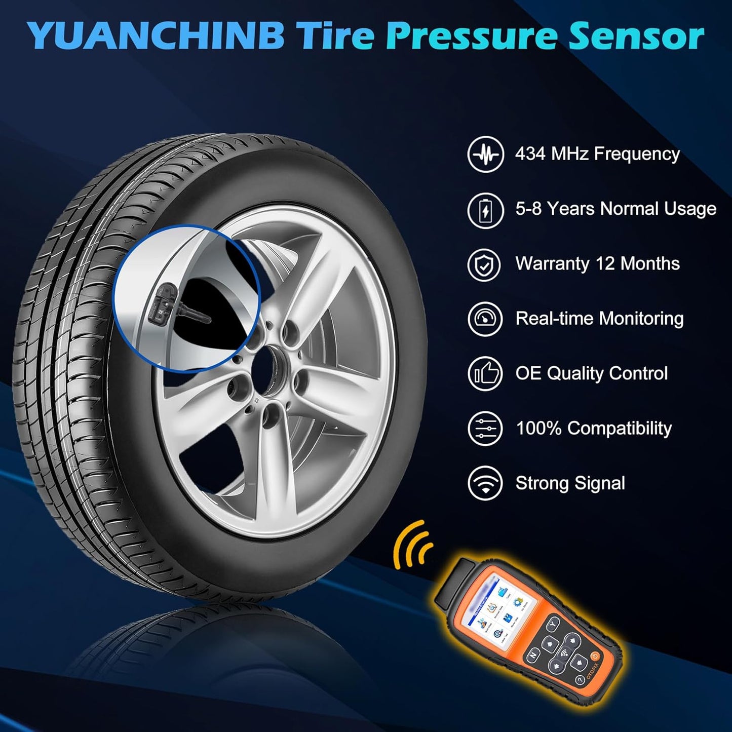 68249197AA TPMS Sensor Dodger RAM, 4-Pack 434MHz Tire Pressure Monitoring System Sensors Compatible with 2014-2018 Dodge Ram 1500 2500 3500 Jeep Cherokee Replaces 68239720AA 68157568AA - Image 3