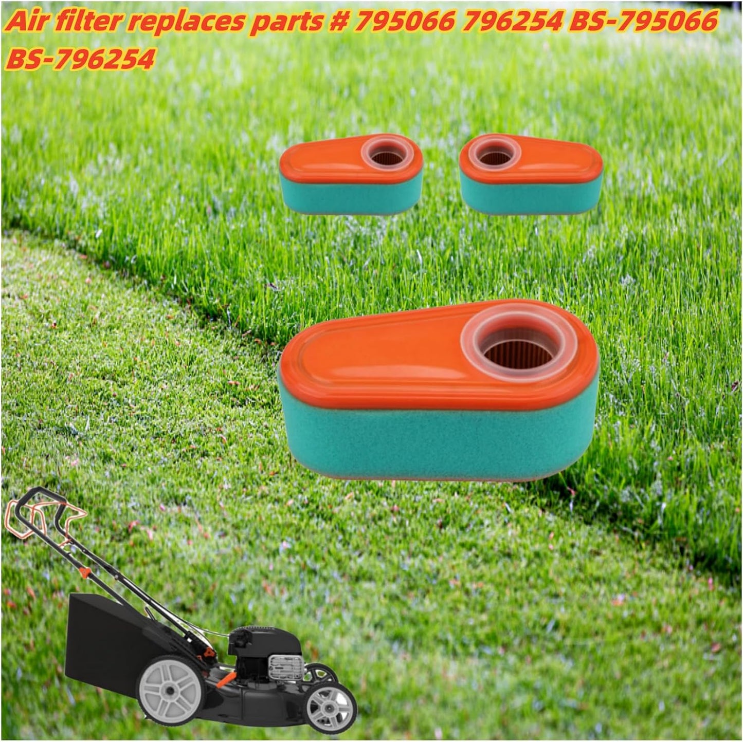 (3-pk) 795066 Air Filter Replaces For Briggs & Stratton 7.75 8.0 8.50 And 8.75 HP With 796254 Pre Filter Compatible With 775 775EX 800 800E 825E 850 850E 875EX 950E Series Engine Lawn Mower - Image 2
