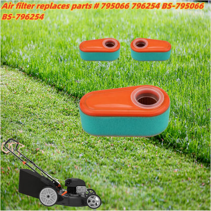 (3-pk) 795066 Air Filter Replaces For Briggs & Stratton 7.75 8.0 8.50 And 8.75 HP With 796254 Pre Filter Compatible With 775 775EX 800 800E 825E 850 850E 875EX 950E Series Engine Lawn Mower - Image 2