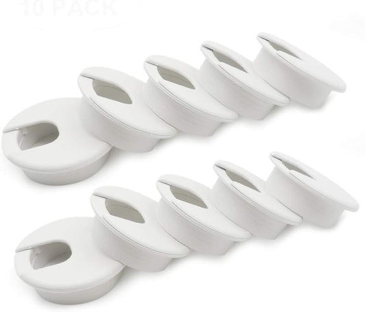 2" Desk Grommet(10 Pack), Wire Cable Hole Cover Plastic Wire Organizers for Office PC Computer Desk Cord Management (White)