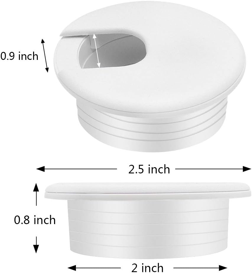 2" Desk Grommet(10 Pack), Wire Cable Hole Cover Plastic Wire Organizers for Office PC Computer Desk Cord Management (White) - Image 2