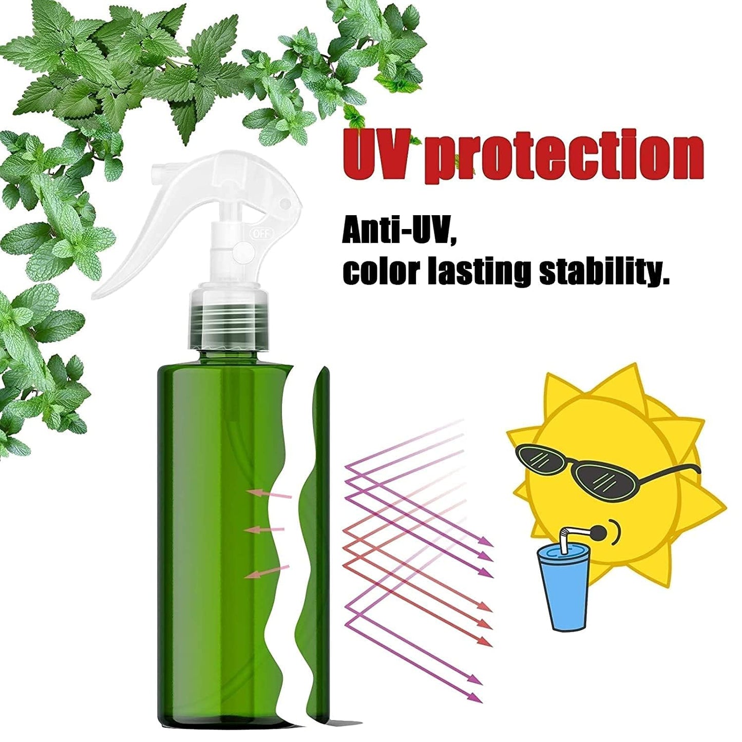 Spray Bottle For Hair - (7oz/2 Pack)-Premium Leak-Proof Travel Bottles - UV Protection Plastic Spray Bottle For Hair - Multi Purpose use Durable （Green） - Image 3