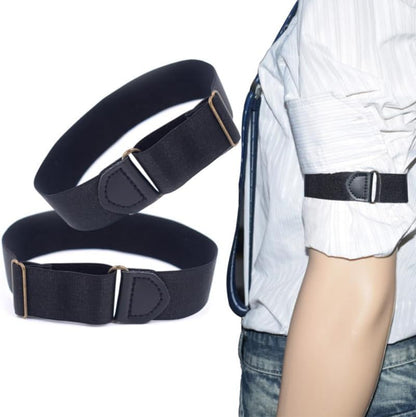 2pcs Sleeve Garters Non Slip Shirt Sleeve Holders Armband for Women Men (Black) - Image 2