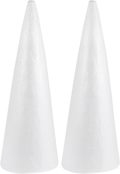 2pcs Foam Cones Christmas Tree Cones for DIY Modeling Craft Floral Arranging Supplies (38x13.5cm)
