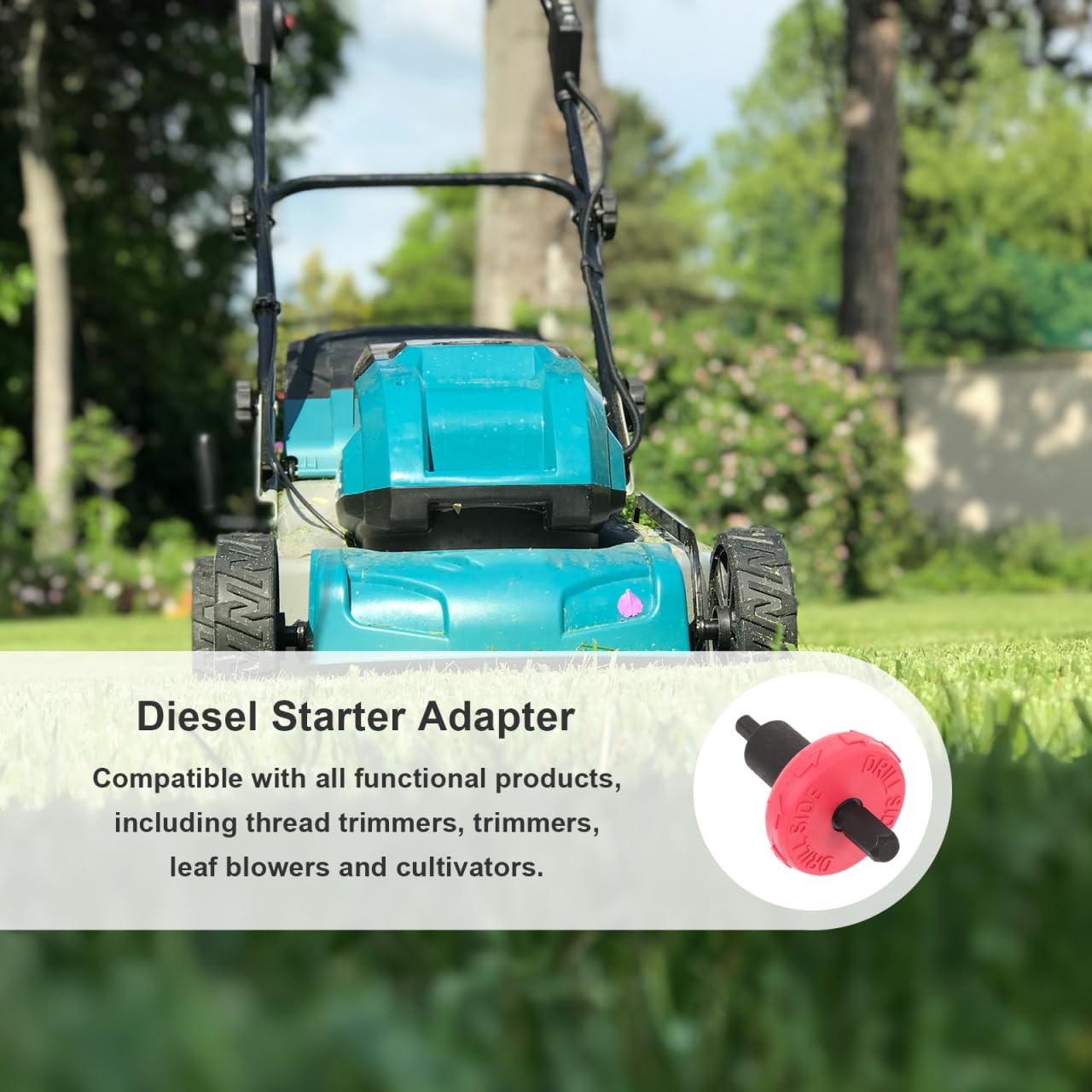Alloy Steel Mower Starter Adapter, Electric Drill Attachment for Starting Lawn Mower, Red, 1.49 * 1.49 * 2.59inch, Compatible with Trimmers, Blowers, Cultivators - Image 4