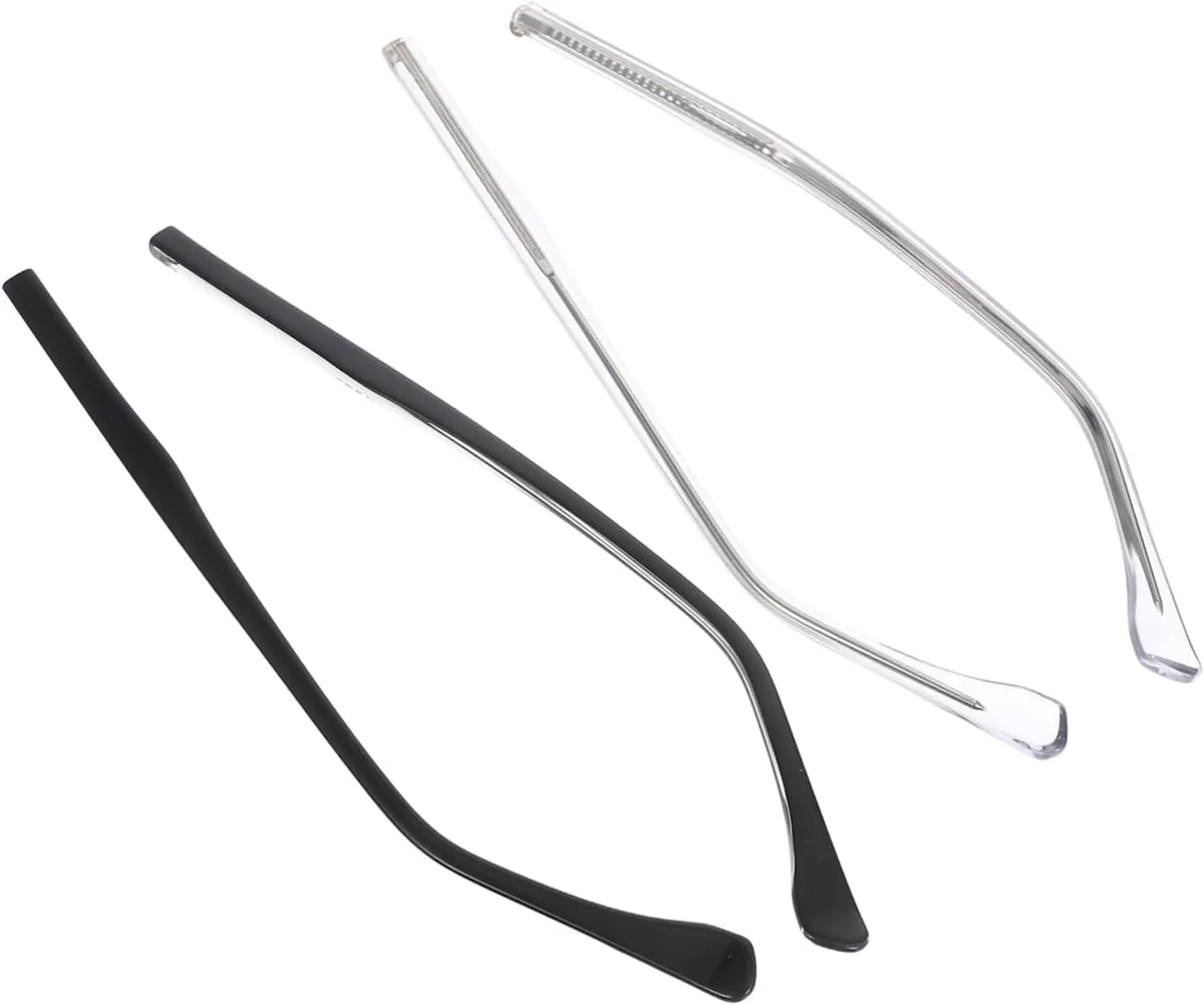 2 Sets Eyeglass Replacement Temples with Nose Pads Fit Glasses Repair Kit Includes Screws Washers Screwdriver of Durable Transparent Arms for Eyewear