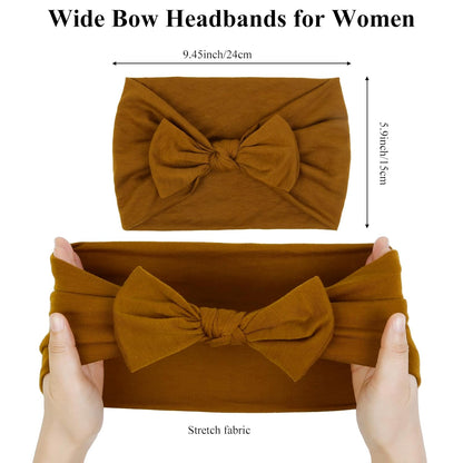 Headbands for Women 6 Packs Cute Bow Head Bands for Women’s Hair, Elastic Wide Knotted Hairbands Headwrap Turban Hair Accessories - Image 3